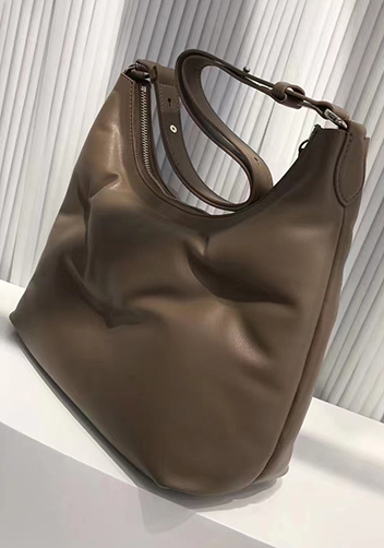 Maggie Leather Shoulder Hobo Bag Grey