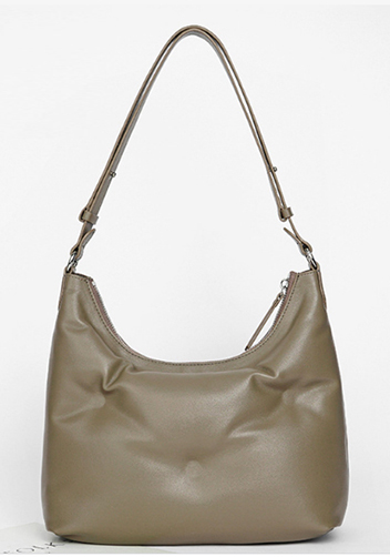 Maggie Leather Shoulder Hobo Bag Grey