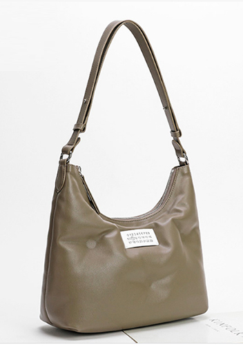 Maggie Leather Shoulder Hobo Bag Grey