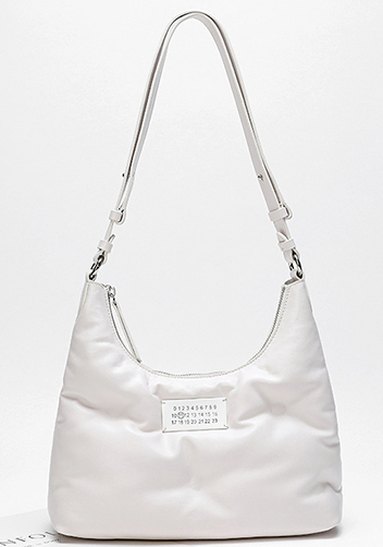 Maggie Leather Shoulder Hobo Bag White