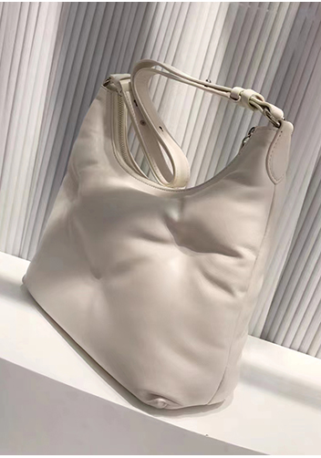 Maggie Leather Shoulder Hobo Bag White