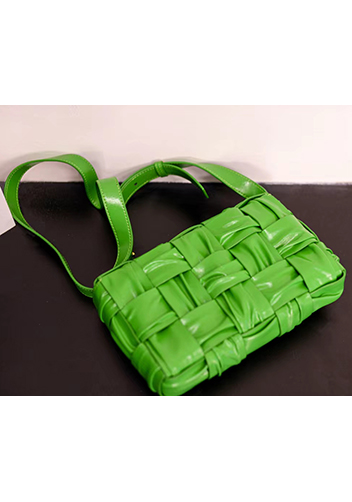 Mia 15 Square Pleated Leather Shoulder Bag Green Parakeet