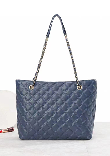 Adele Lambskin Chain Shoulder Tote Bag Blue