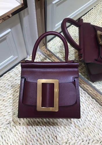 Alena Buckle Belt Top Handle Small Bag Burgundy