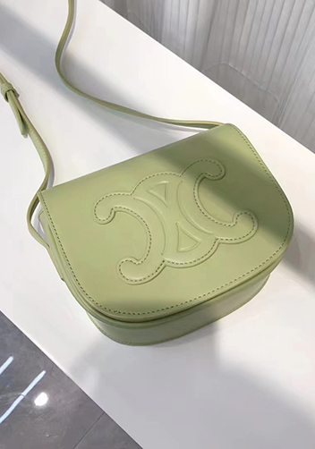 Yuga Leather Saddle Shoulder Small Bag Green