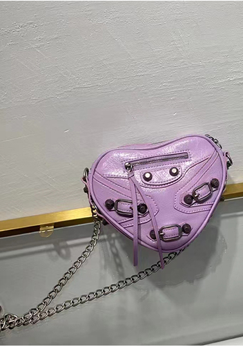 The Route 66 Leather Heart Shoulder Bag Purple