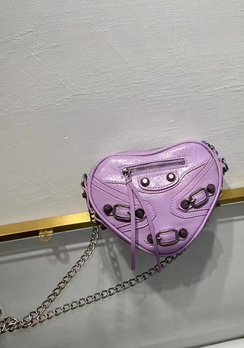 The Route 66 Leather Heart Shoulder Bag Purple