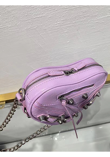 The Route 66 Leather Heart Shoulder Bag Purple