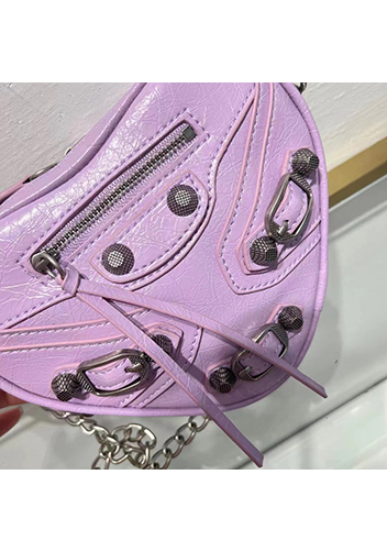 The Route 66 Leather Heart Shoulder Bag Purple