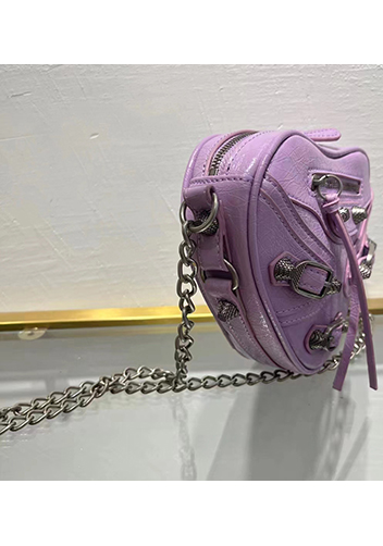 The Route 66 Leather Heart Shoulder Bag Purple