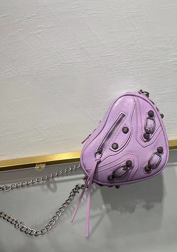 The Route 66 Leather Heart Shoulder Bag Purple