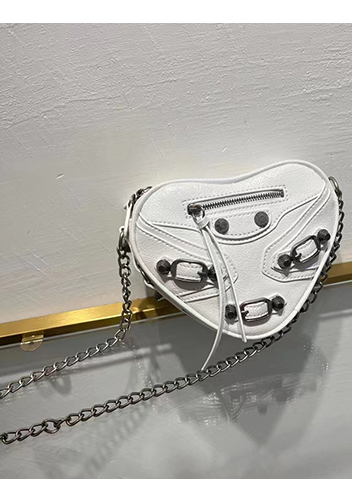 The Route 66 Leather Heart Shoulder Bag White