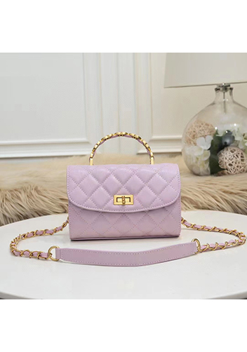 Adele Top Metal Handle Shoulder Bag Purple