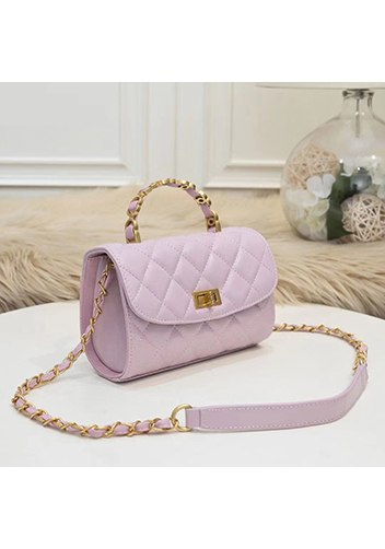 Adele Top Metal Handle Shoulder Bag Purple