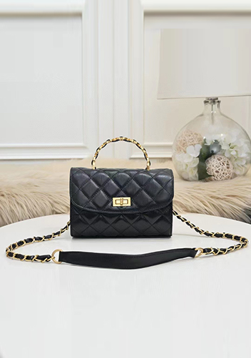 Adele Top Metal Handle Shoulder Bag Black