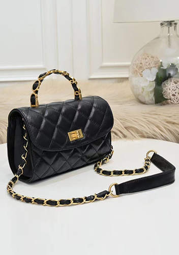 Adele Top Metal Handle Shoulder Bag Black