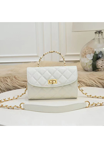 Adele Top Metal Handle Shoulder Bag White