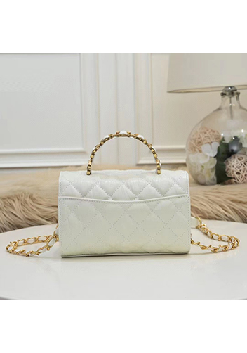 Adele Top Metal Handle Shoulder Bag White