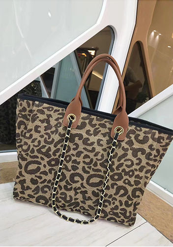 Adele Canvas Beach Tote Bag Leopard