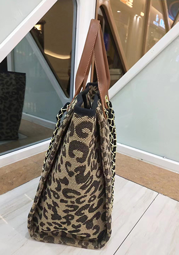 Adele Canvas Beach Tote Bag Leopard