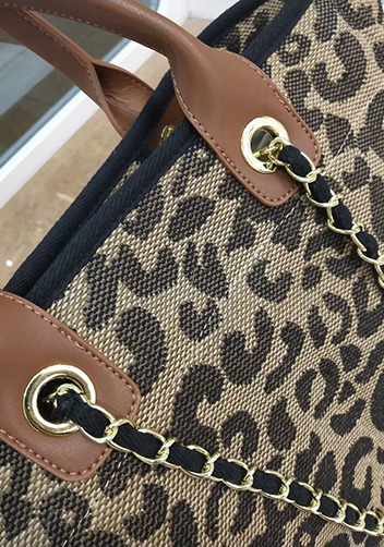 Adele Canvas Beach Tote Bag Leopard