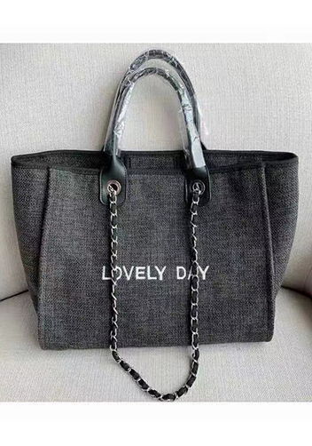 Adele Canvas Beach Tote Bag Lovely Day Grey