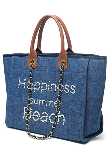 Adele Canvas Beach Tote Bag Pearl Blue