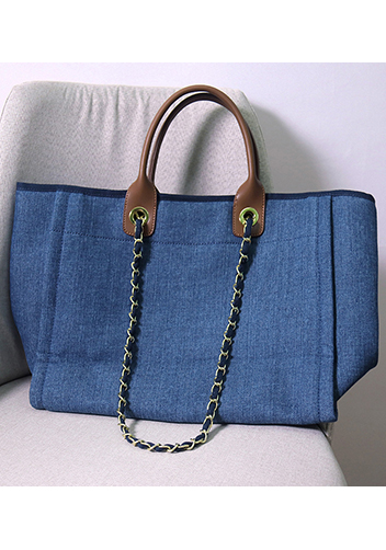 Adele Canvas Beach Tote Bag Pearl Blue