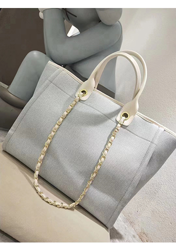 Adele Canvas Beach Tote Bag Pearl Light Blue