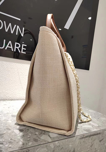 Adele Canvas Beach Tote Bag Stripe Cream