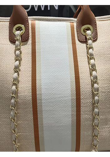 Adele Canvas Beach Tote Bag Stripe Cream