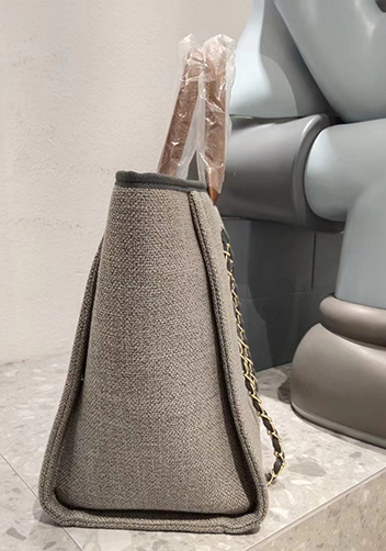 Adele Canvas Beach Tote Bag Stripe Grey