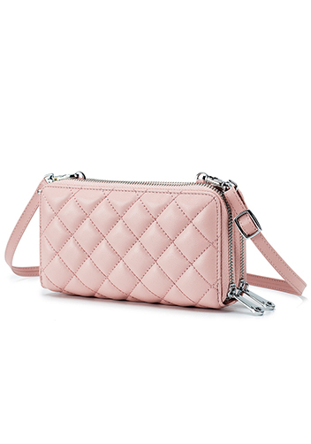 Jenna Quilted Wallet Leather Pink