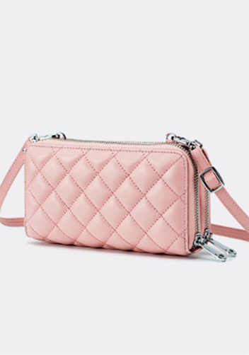 Jenna Quilted Wallet Leather Pink