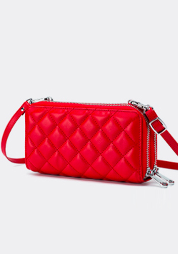 Jenna Quilted Wallet Leather Red