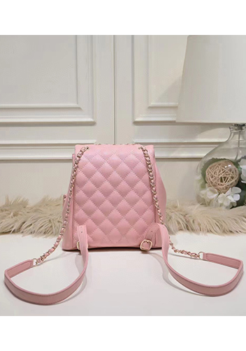 Adele Cowhide Chain Backpack Bag Pink