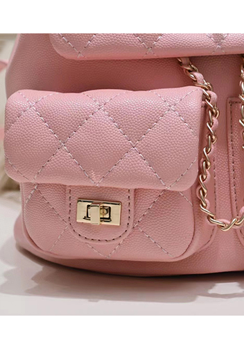 Adele Cowhide Chain Backpack Bag Pink