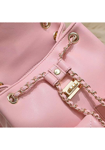 Adele Cowhide Chain Backpack Bag Pink