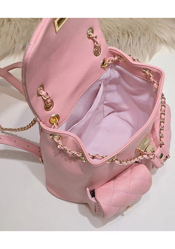 Adele Cowhide Chain Backpack Bag Pink