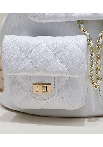 Adele Cowhide Chain Backpack Bag White