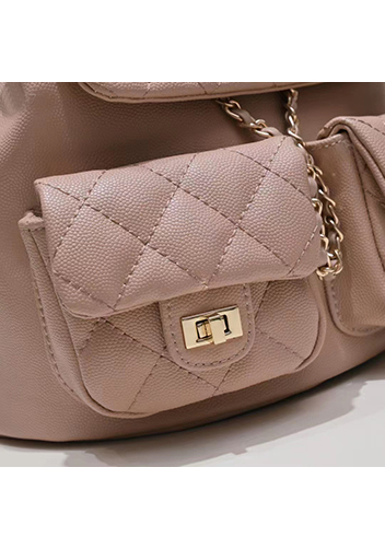 Adele Cowhide Chain Backpack Bag Light Pink