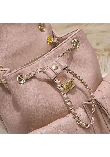 Adele Cowhide Chain Backpack Bag Light Pink