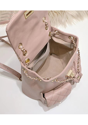 Adele Cowhide Chain Backpack Bag Light Pink