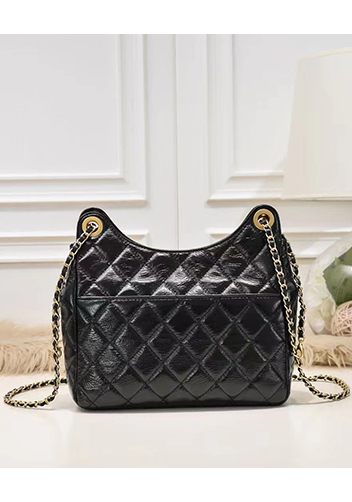 Adele Cowhide Chain Shoulder Bag Black