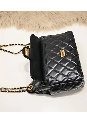 Adele Cowhide Chain Shoulder Bag Black