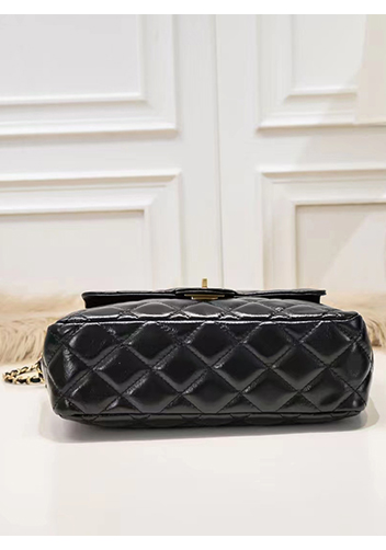 Adele Cowhide Chain Shoulder Bag Black