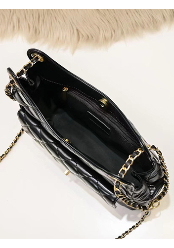 Adele Cowhide Chain Shoulder Bag Black