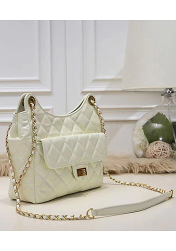 Adele Cowhide Chain Shoulder Bag Cream