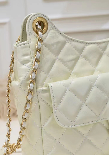 Adele Cowhide Chain Shoulder Bag Cream