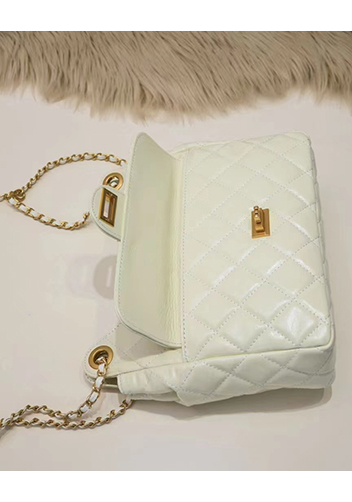 Adele Cowhide Chain Shoulder Bag Cream